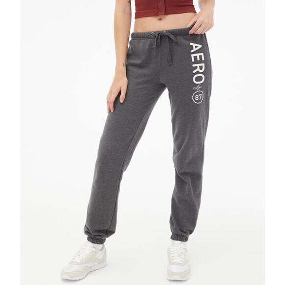 Aeropostale Women Aero NY 87 Cinched Sweatpants Sz‎ XS Gray Fleece Lounge Active - Picture 1 of 7